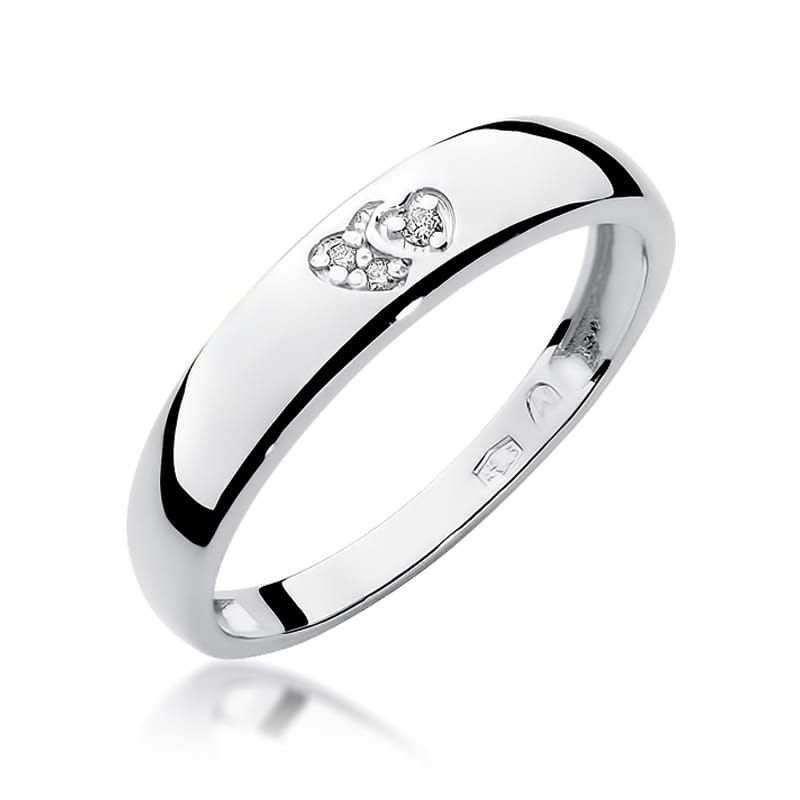 Pierścionek z brylantami 0,02 ct, białe złoto 585