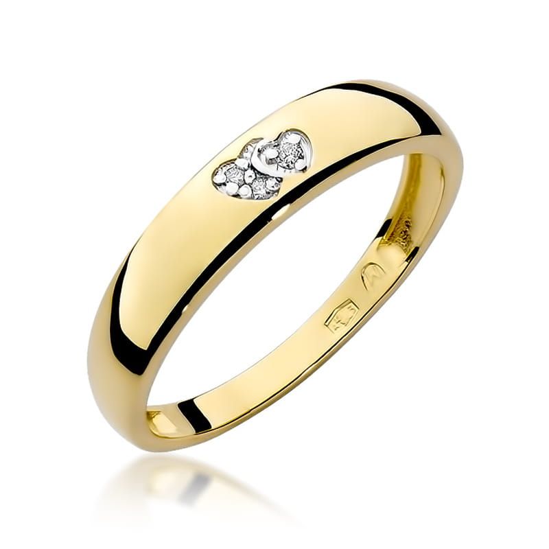 Pierścionek z brylantami 0,02 ct, żółte złoto 585