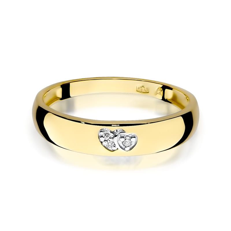 Pierścionek z brylantami 0,02 ct, żółte złoto 585