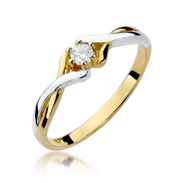 Pierścionek zaręczynowy z brylantem 0,08 ct, żółte złoto 585