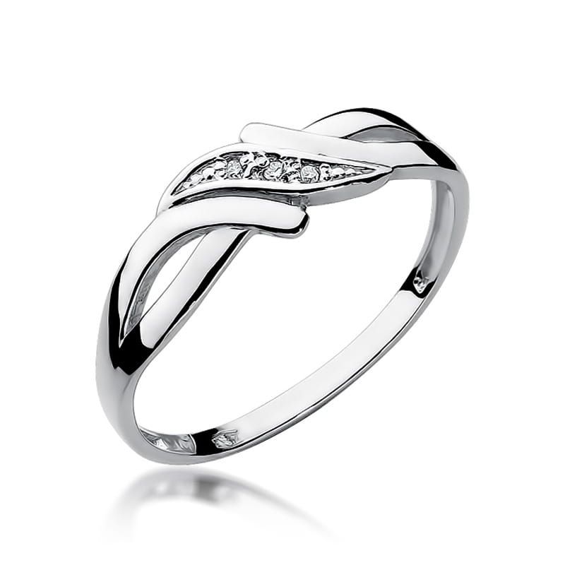 Pierścionek z brylantami 0,02 ct, białe złoto 585