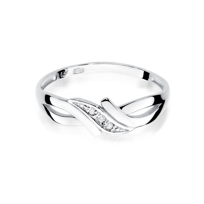 Pierścionek z brylantami 0,02 ct, białe złoto 585