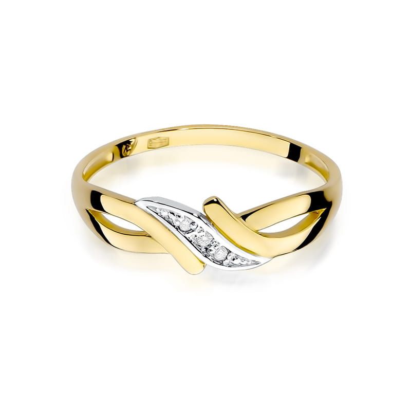 Pierścionek z brylantami 0,02 ct, żółte złoto 585