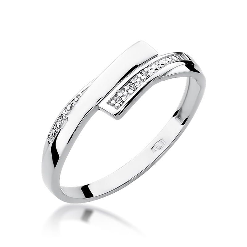 Pierścionek z brylantami 0,02 ct, białe złoto 585