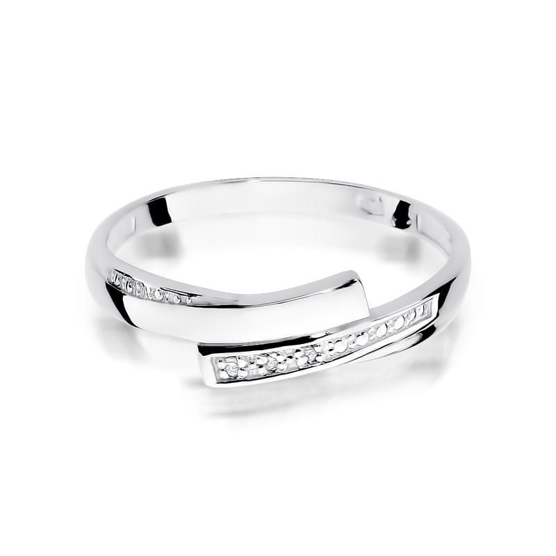 Pierścionek z brylantami 0,02 ct, białe złoto 585
