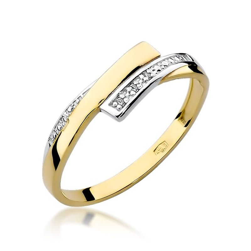 Pierścionek z brylantami 0,02 ct, żółte złoto 585