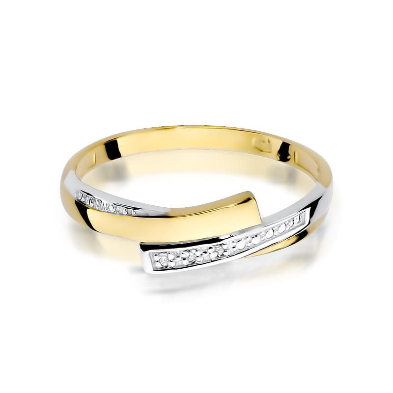 Pierścionek z brylantami 0,02 ct, żółte złoto 585