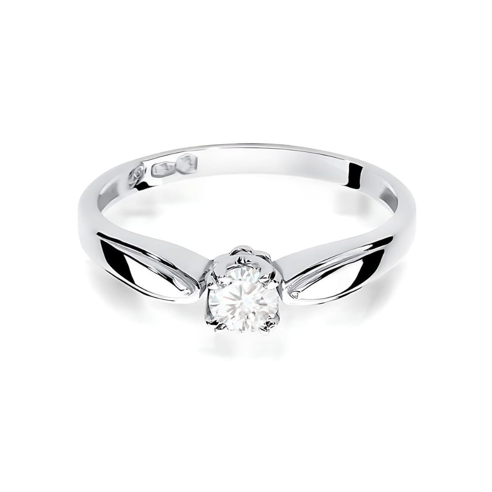 Pierścionek zaręczynowy z brylantem 0,24 ct, białe złoto 585