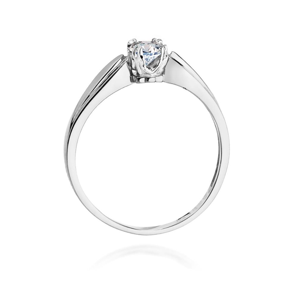 Pierścionek zaręczynowy z brylantem 0,24 ct, białe złoto 585