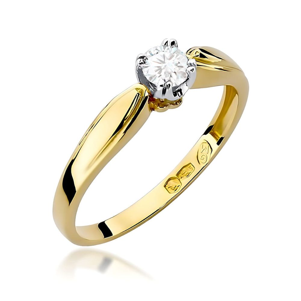 Pierścionek zaręczynowy z brylantem 0,24 ct, żółte złoto 585