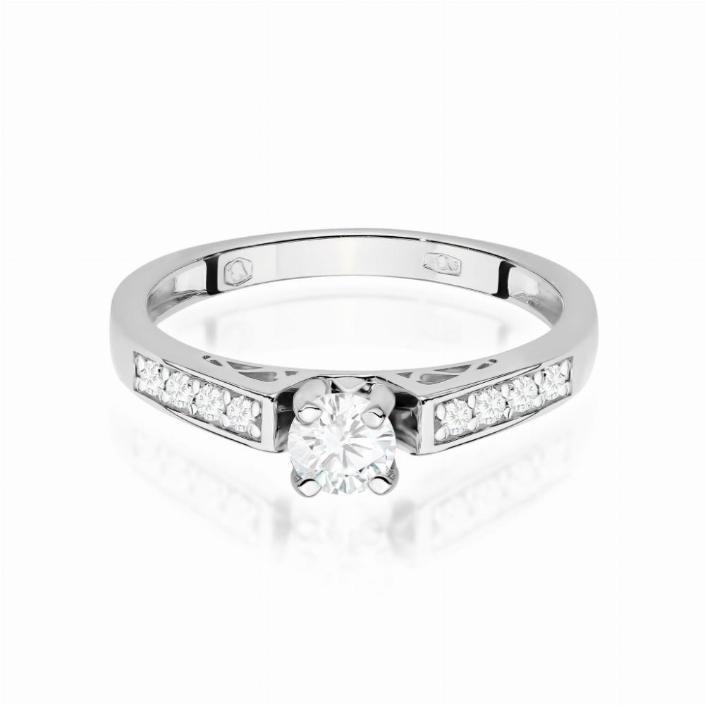 Pierścionek z diamentem laboratoryjnym 0,42 ct, białe złoto 585