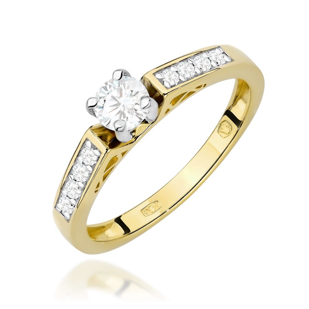 Pierścionek z brylantami 0,42 ct, żółte złoto 585