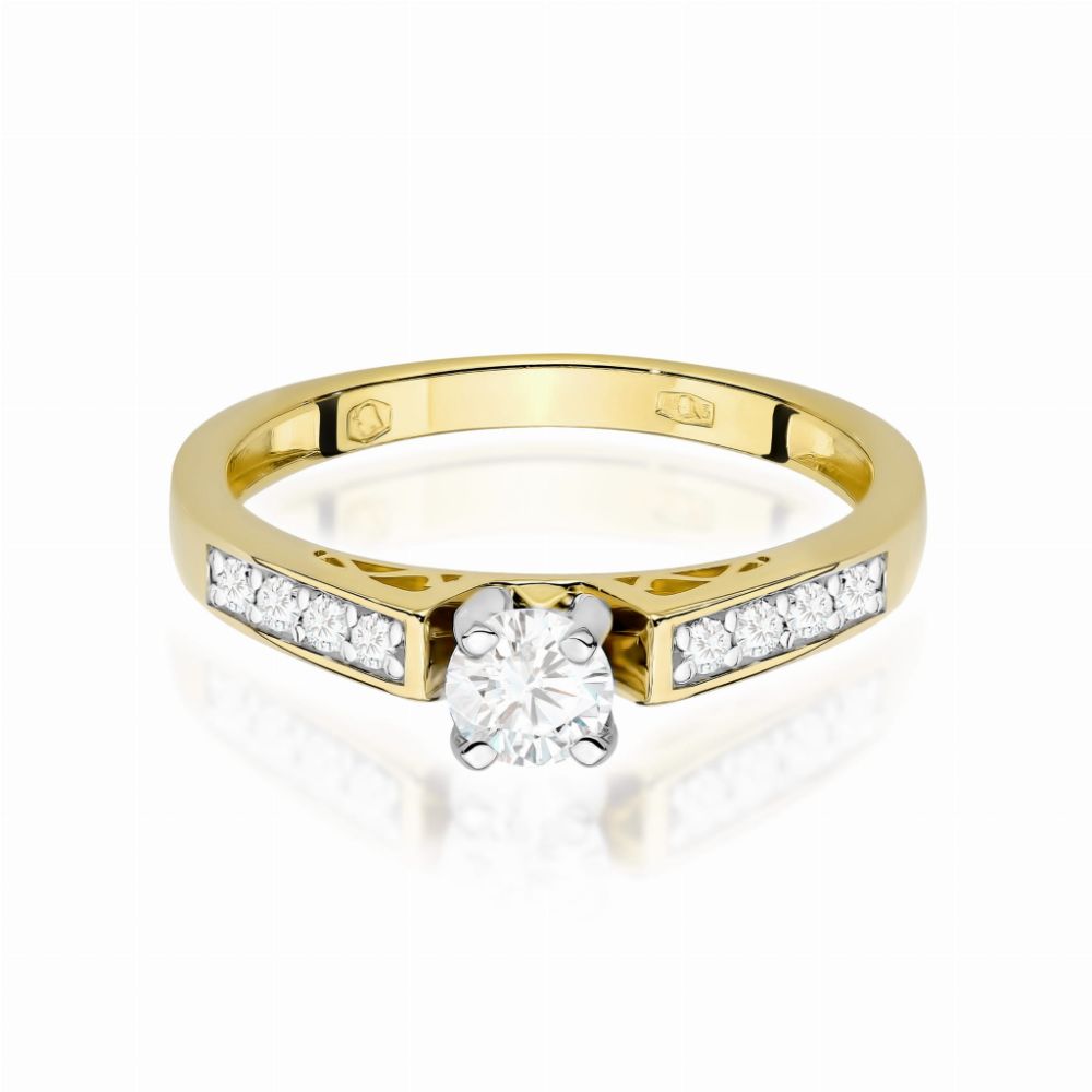 Pierścionek z diamentem laboratoryjnym 0,42 ct, żółte złoto 585