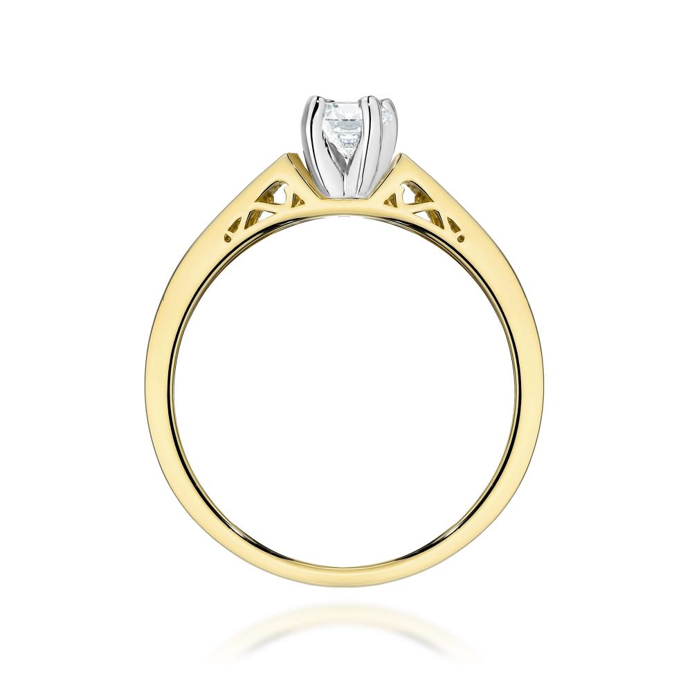 Pierścionek z diamentem laboratoryjnym 0,42 ct, żółte złoto 585