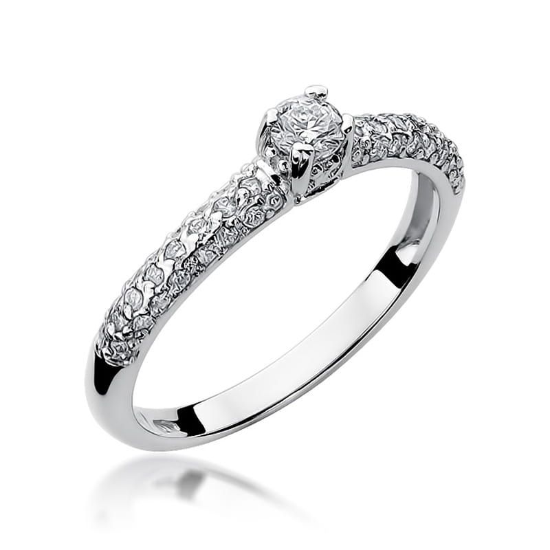 Pierścionek z brylantami 0,36 ct, białe złoto 585