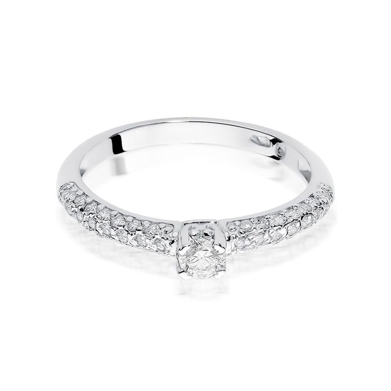 Pierścionek z brylantami 0,36 ct, białe złoto 585