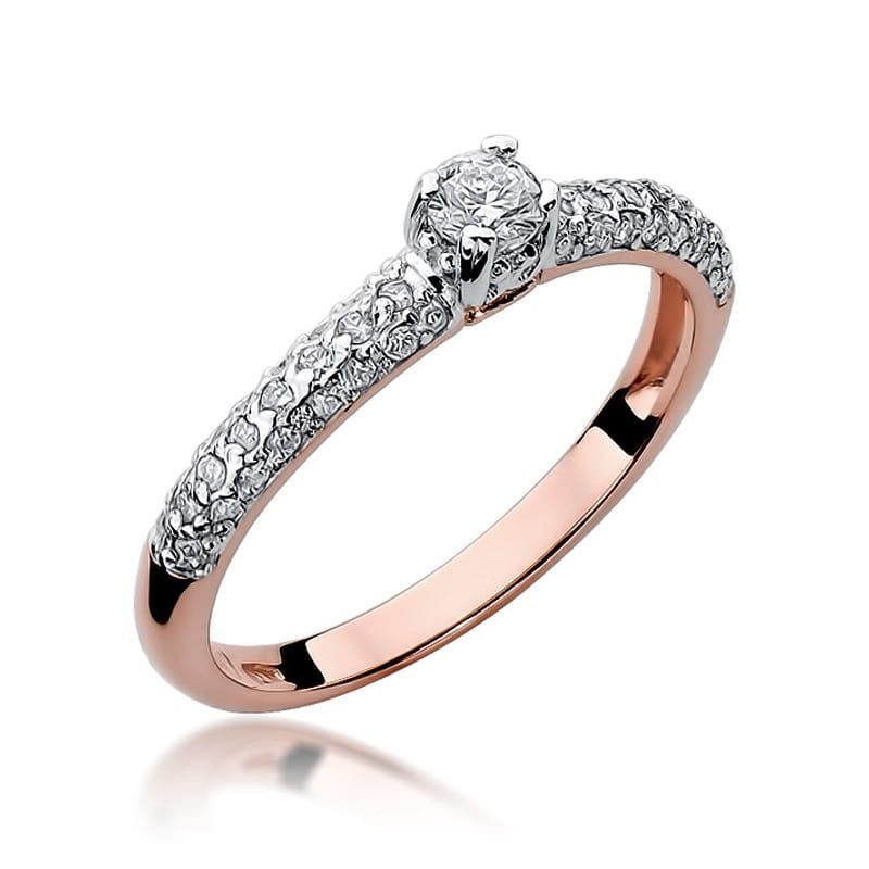 Pierścionek z brylantami 0,36 ct, różowe złoto 585