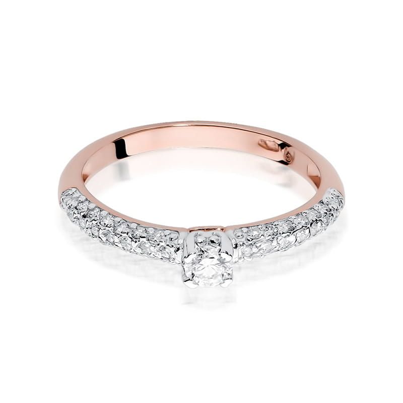 Pierścionek z brylantami 0,36 ct, różowe złoto 585