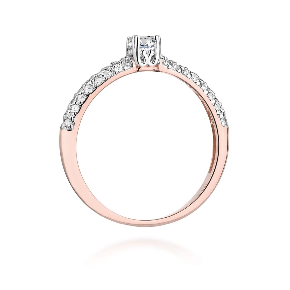 Pierścionek z brylantami 0,36 ct, różowe złoto 585