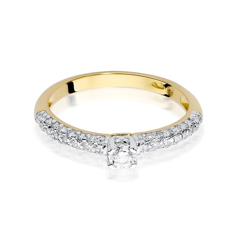 Pierścionek z brylantami 0,36 ct, żółte złoto 585