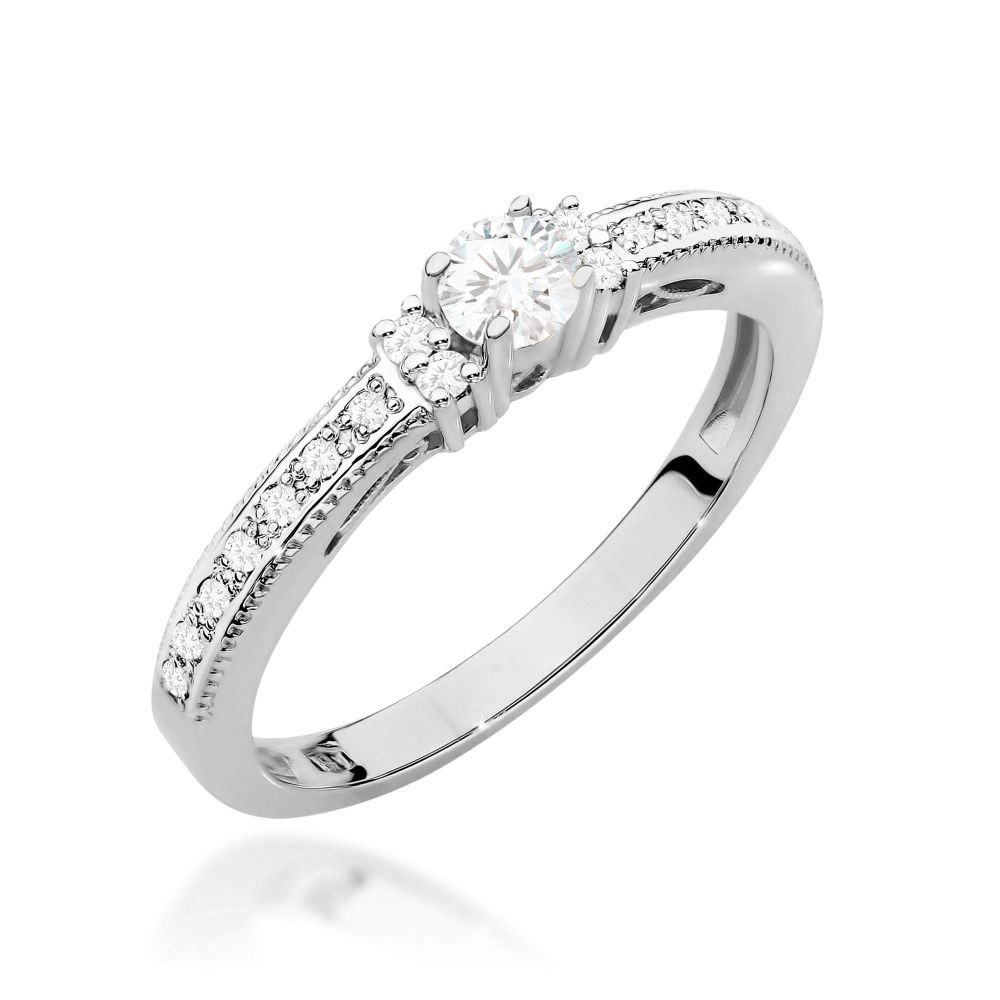 Pierścionek z brylantami 0,23 ct, białe złoto 585
