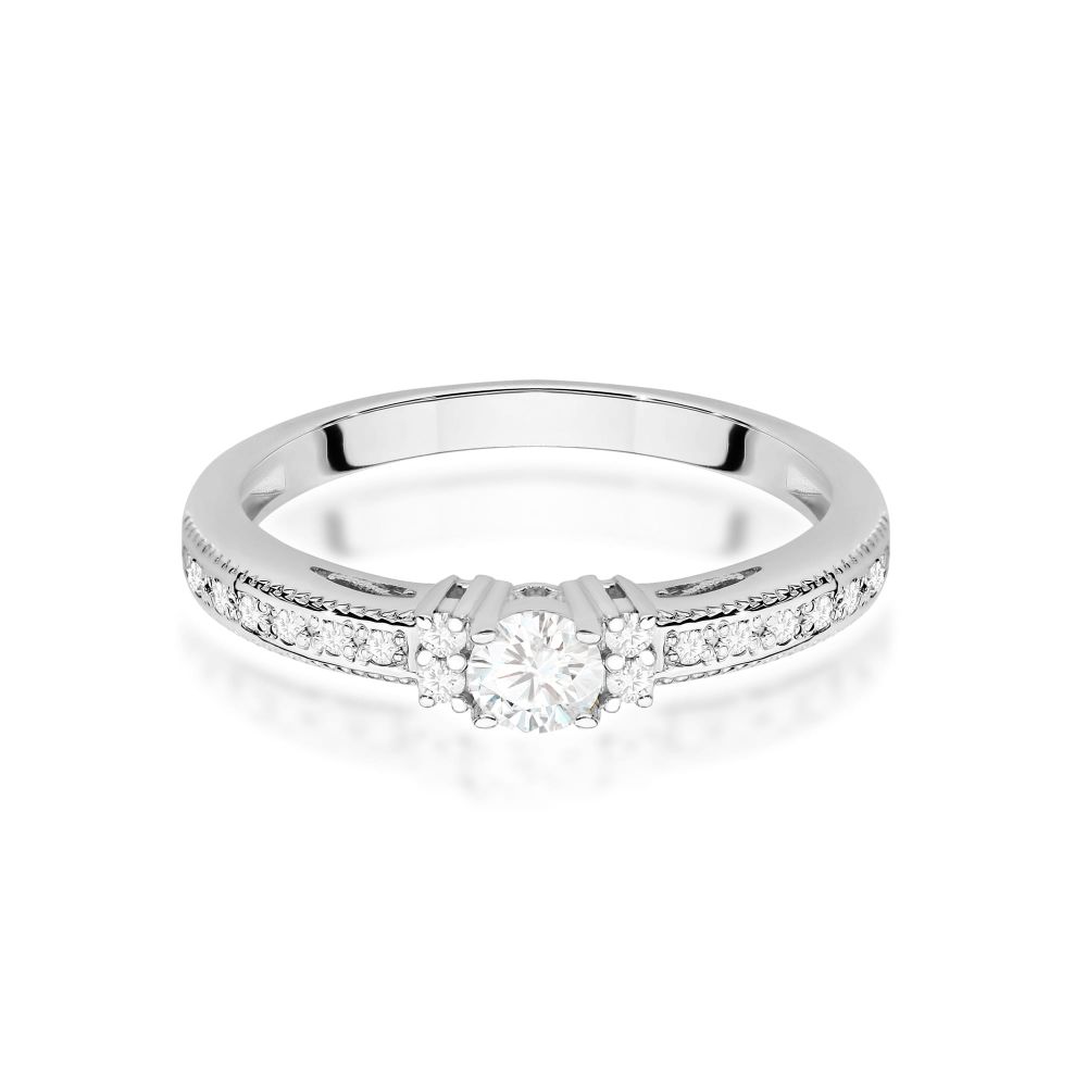 Pierścionek z brylantami 0,23 ct, białe złoto 585