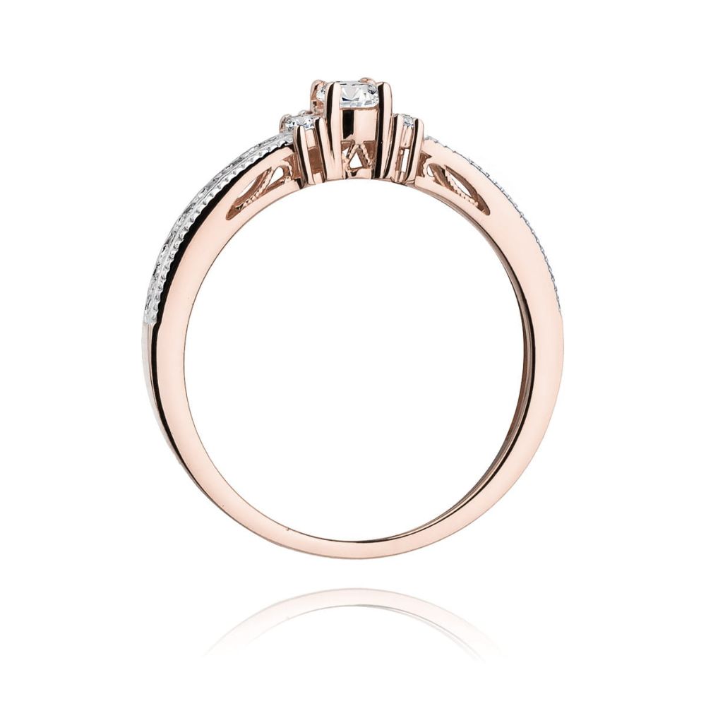 Pierścionek z brylantami 0,23 ct, różowe złoto 585