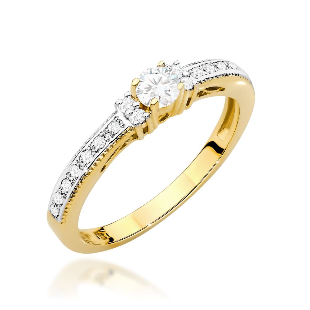 Pierścionek z brylantami 0,23 ct, żółte złoto 585
