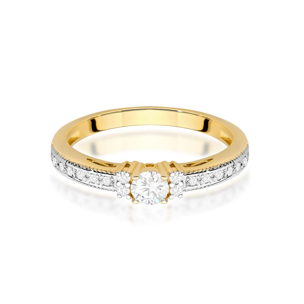 Pierścionek z brylantami 0,23 ct, żółte złoto 585