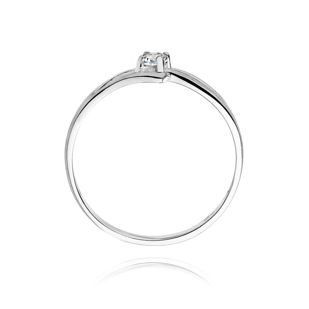 Pierścionek zaręczynowy z brylantem 0,08 ct, białe złoto 585