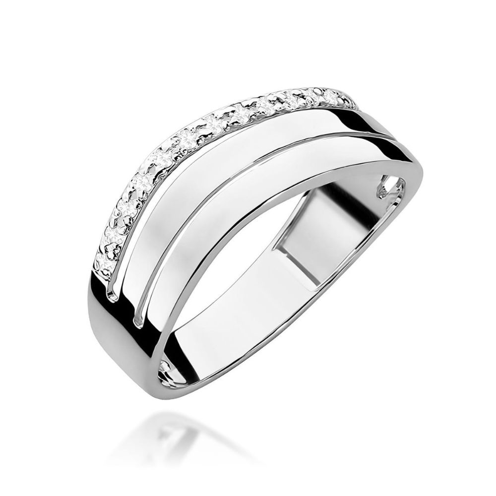 Pierścionek z brylantami 0,09 ct, białe złoto 585