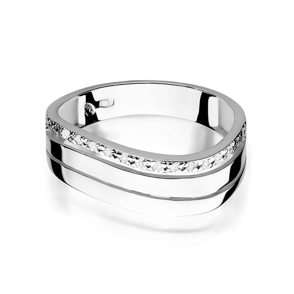 Pierścionek z brylantami 0,09 ct, białe złoto 585