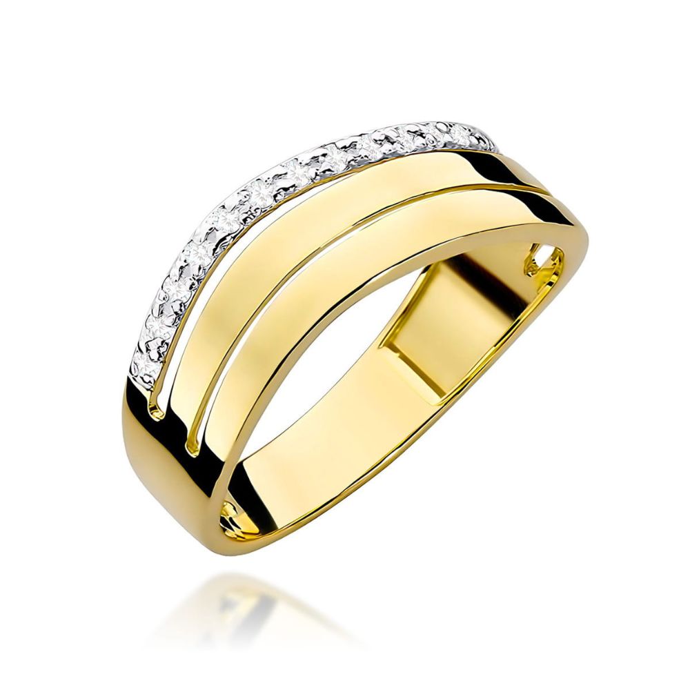 Pierścionek z brylantami 0,09 ct, żółte złoto 585