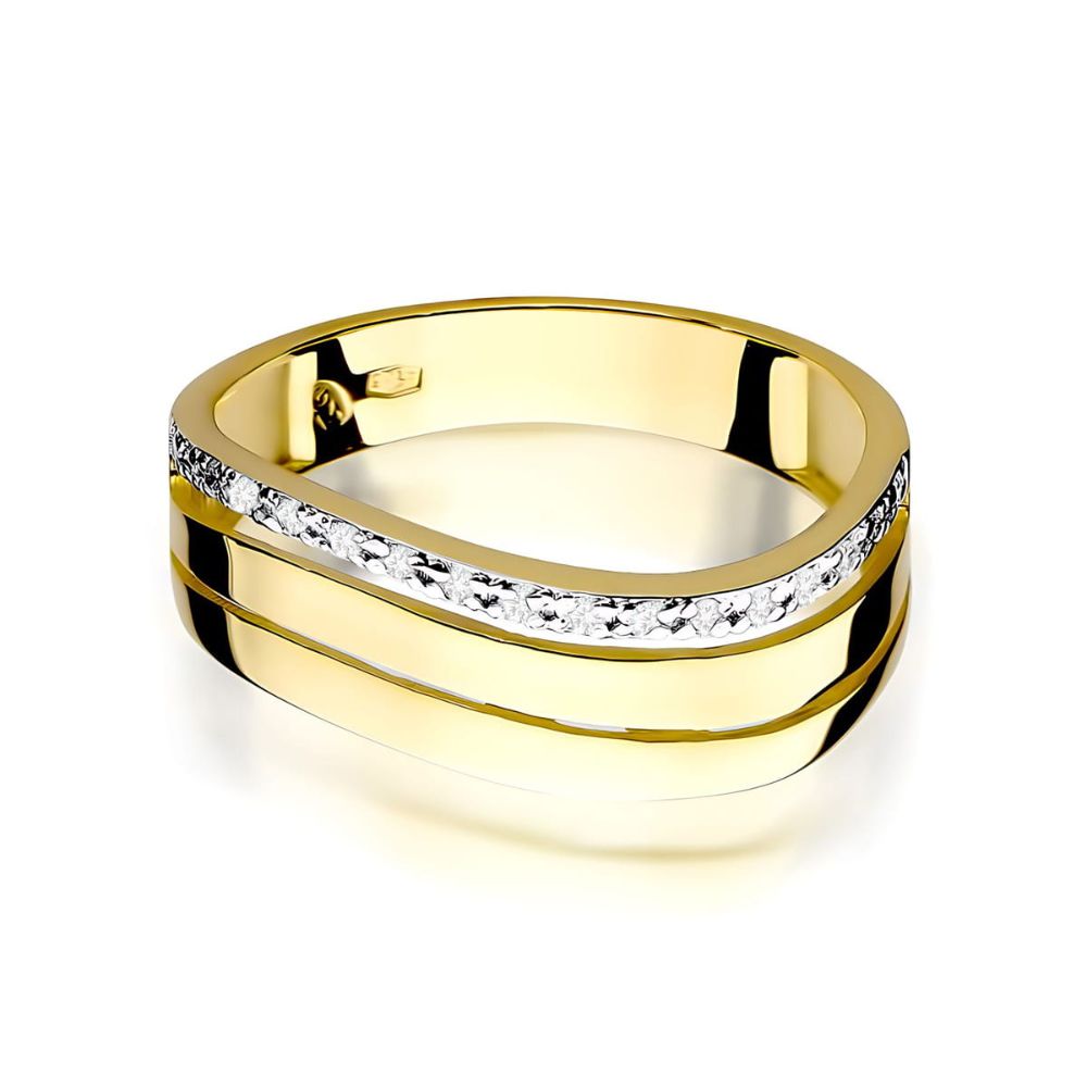 Pierścionek z brylantami 0,09 ct, żółte złoto 585