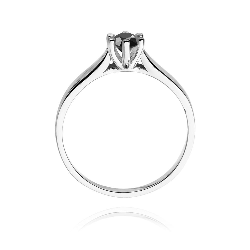 Pierścionek z czarnym diamentem 0,30 ct, białe złoto 585