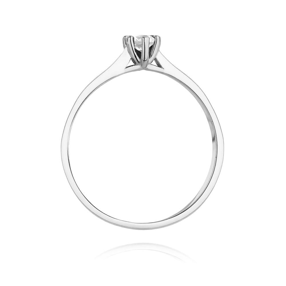 Pierścionek zaręczynowy z brylantem 0,12 ct, białe złoto 585