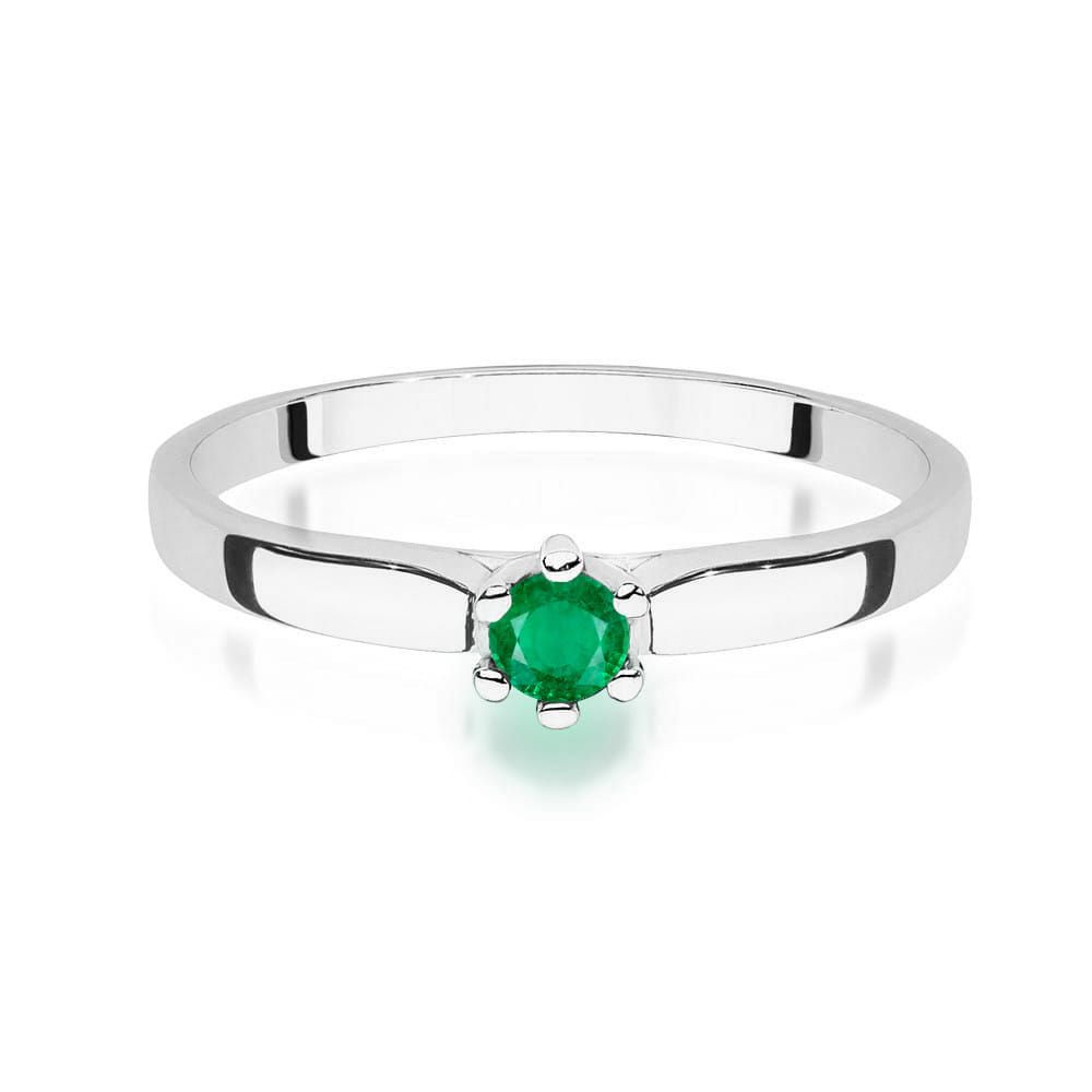 Pierścionek ze szmaragdem 0,15 ct, białe złoto 585