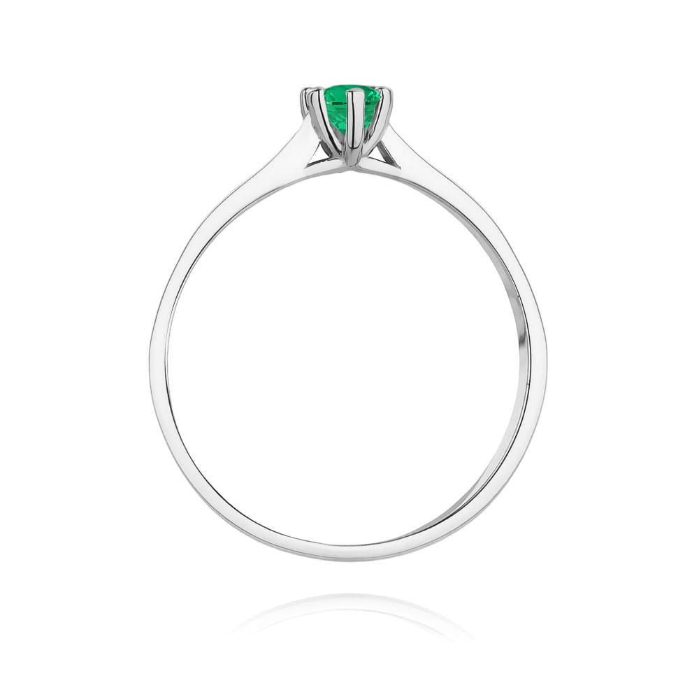 Pierścionek ze szmaragdem 0,15 ct, białe złoto 585