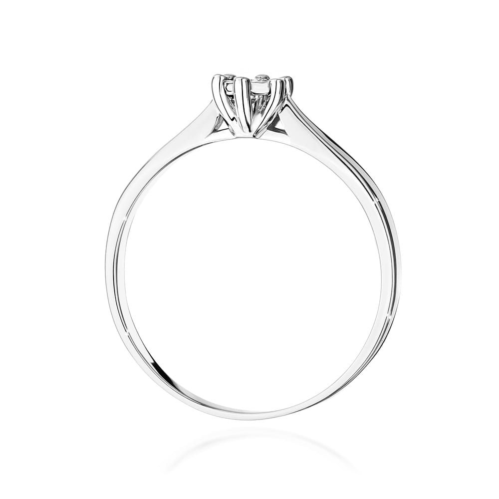 Pierścionek z diamentem laboratoryjnym 0,08 ct, białe złoto 585