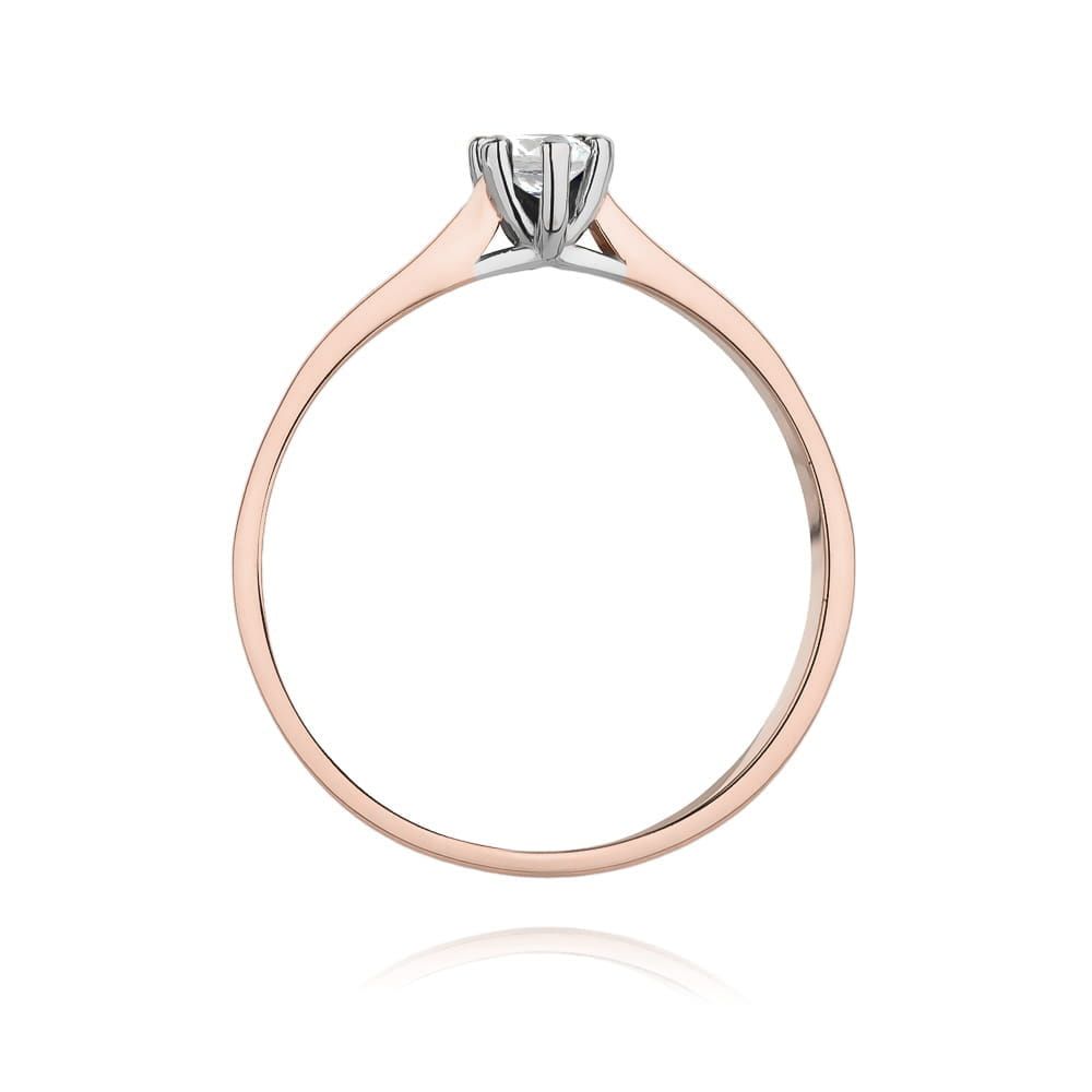 Pierścionek zaręczynowy z brylantem 0,12 ct, różowe złoto 585