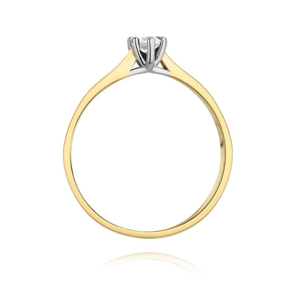Pierścionek zaręczynowy z brylantem 0,12 ct, żółte złoto 585