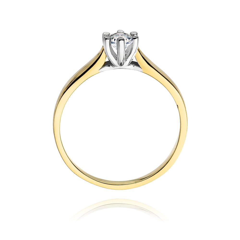 Pierścionek zaręczynowy z brylantem 0,25 ct, żółte złoto 585
