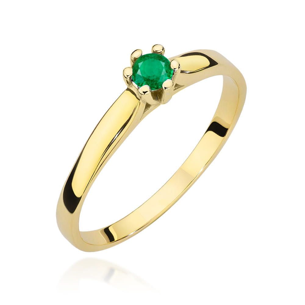 Pierścionek ze szmaragdem 0,15 ct, żółte złoto 585