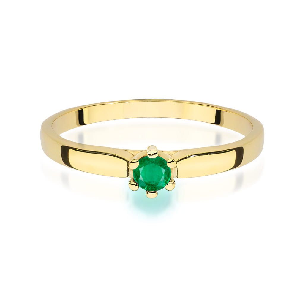 Pierścionek ze szmaragdem 0,15 ct, żółte złoto 585