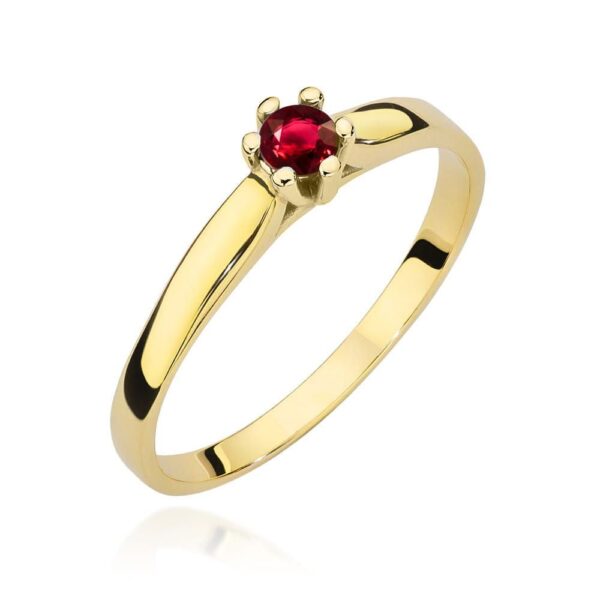 Pierścionek z rubinem 0,15 ct, żółte złoto 585