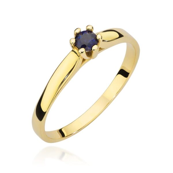 Pierścionek ze szafirem 0,15 ct, żółte złoto 585