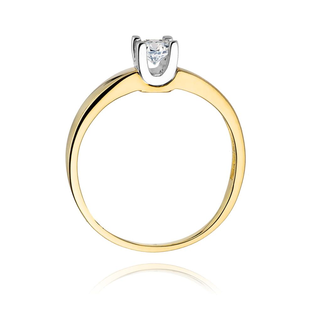 Pierścionek z diamentem laboratoryjnym 0,25 ct, żółte złoto 585