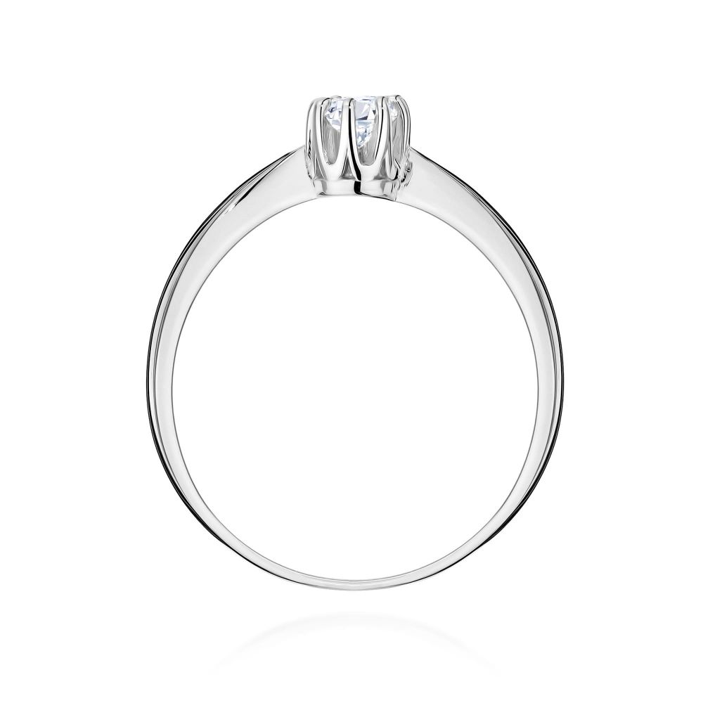 Pierścionek zaręczynowy z brylantem 0,15 ct, białe złoto 585
