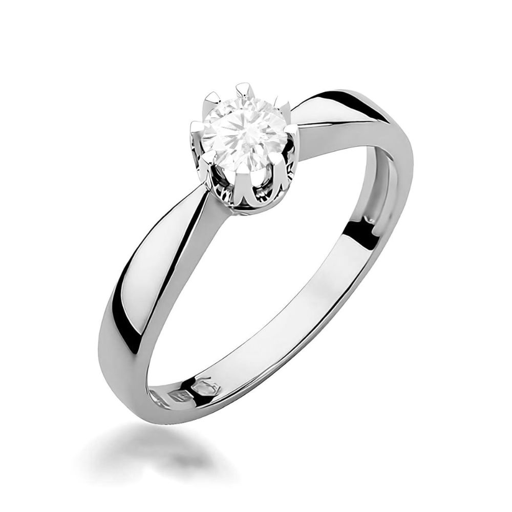 Pierścionek z diamentem laboratoryjnym 0,25 ct, białe złoto 585