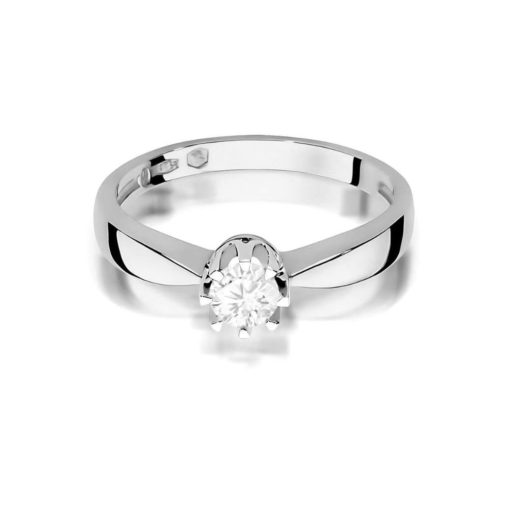 Pierścionek z diamentem laboratoryjnym 0,25 ct, białe złoto 585